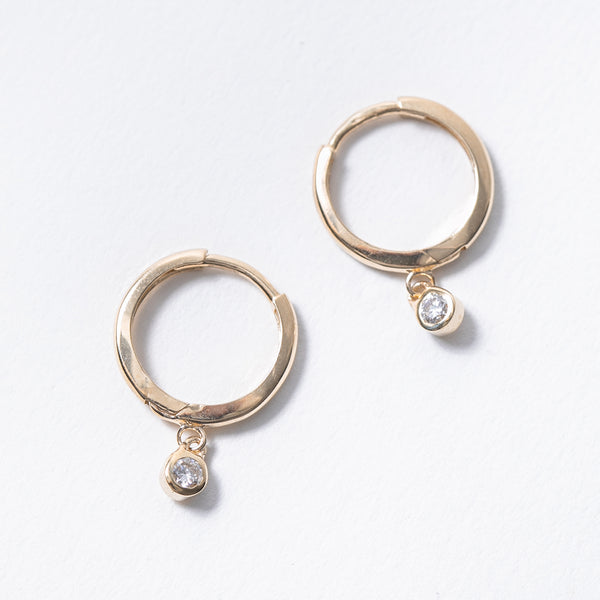 Single Diamond Drop Earrings
