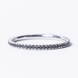 Black Diamond Pave Eternity Ring in White Gold - Petite