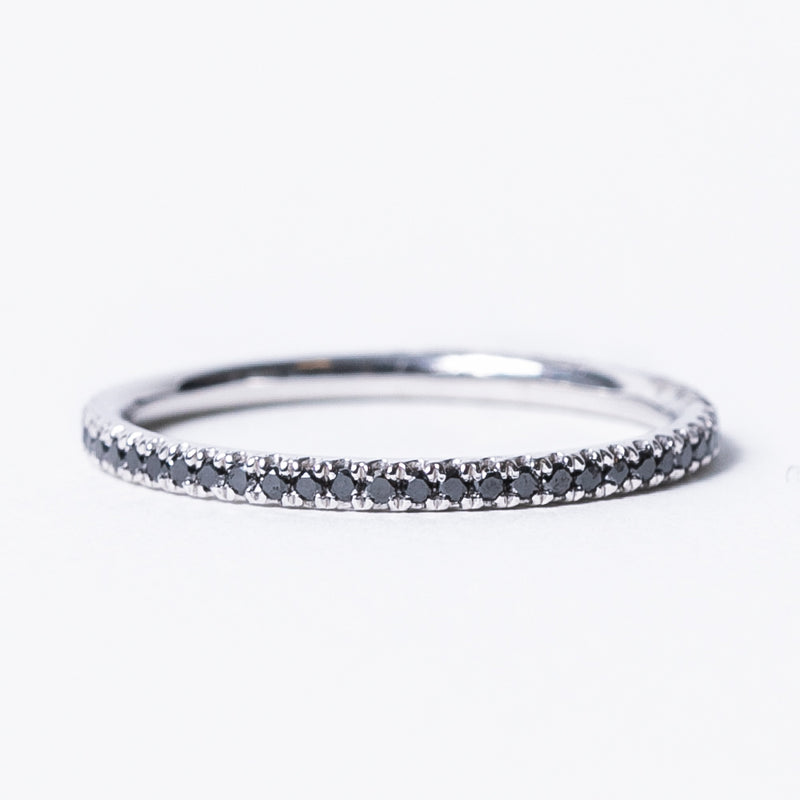 Black Diamond Pave Eternity Ring in White Gold - Petite
