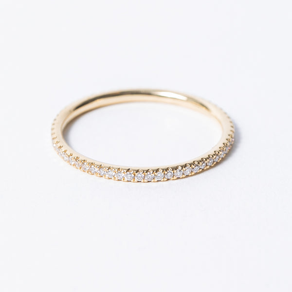 Petite Pave Diamond Eternity Band in Yellow Gold